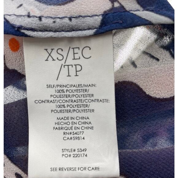 Cabi Sz XS Ruffle Peplum Stripe Sheer Sleeveless Blouse Blue Orange Style 5349 - Picture 6 of 6